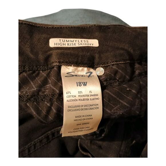 Seven7 Tummyless High Rise Skinny‎ Jeans Women's Size 18W Ripped Black Stretch - Picture 8 of 10
